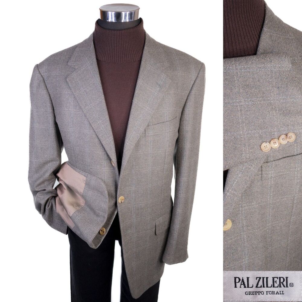 Pal Zileri Blazer Sport Coat 46R Loro Piana Cashmere 3-Button Blazer Windowpane